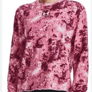 Ladies PINK Under Armour Rival Terry Print Crew Sweatshirt Size XL